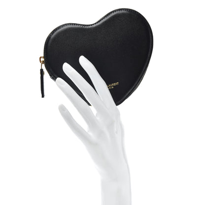 Saint Laurent Calfskin Nylon Heart Foldable Tote Bag Black 2 of 6