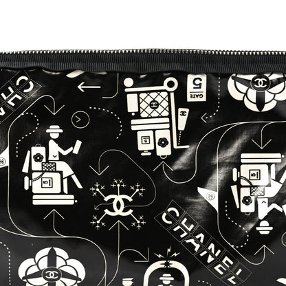 Chanel Coated Canvas Airline Cosmetic Pouch Black White 8 of 8