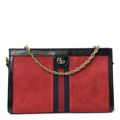 Gucci Suede Patent Web Medium Ophidia Chain Shoulder Bag Hibiscus Red Black 1 of 9