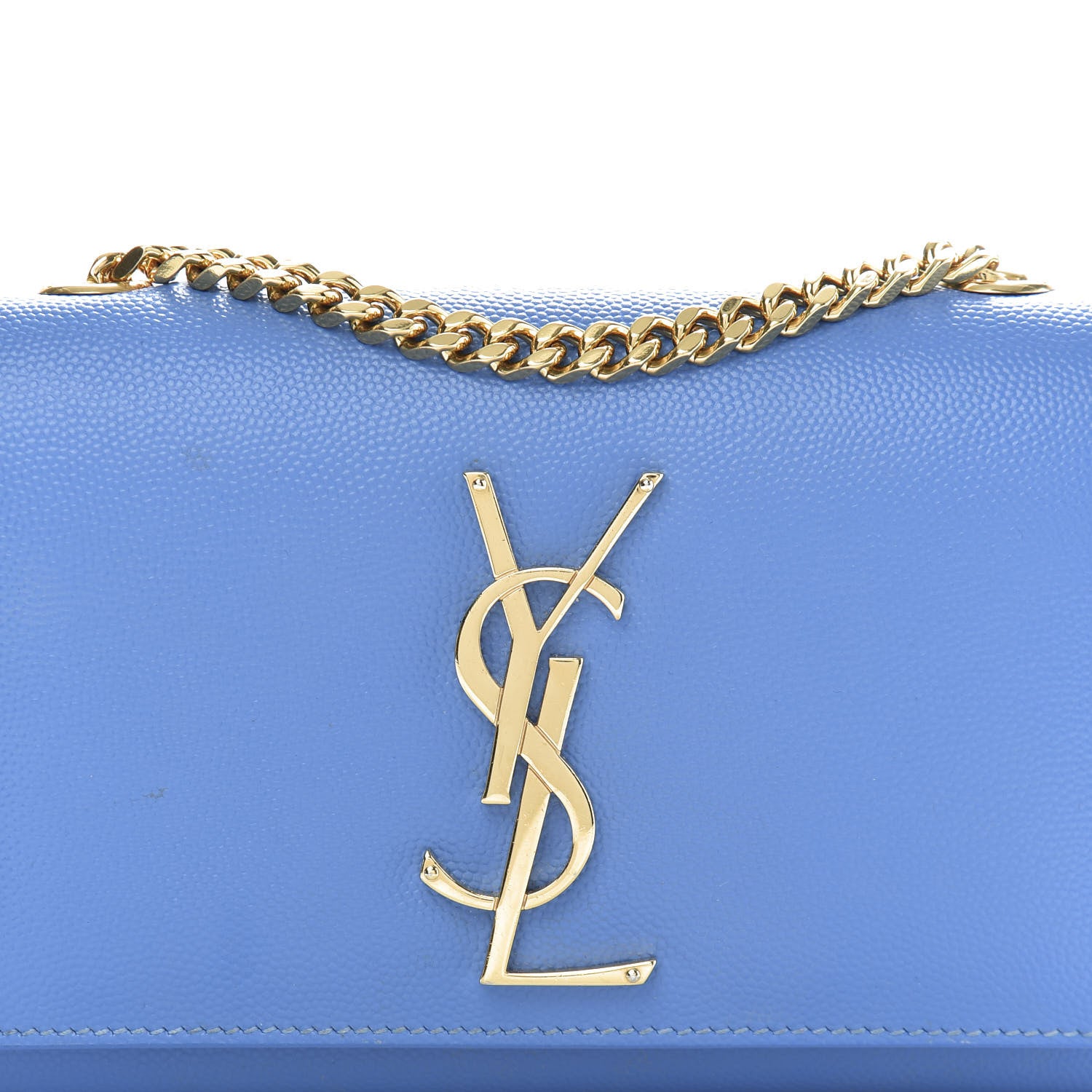 Saint Laurent Grain De Poudre Small Classic Monogram Kate Satchel Blue Clair 12 of 12