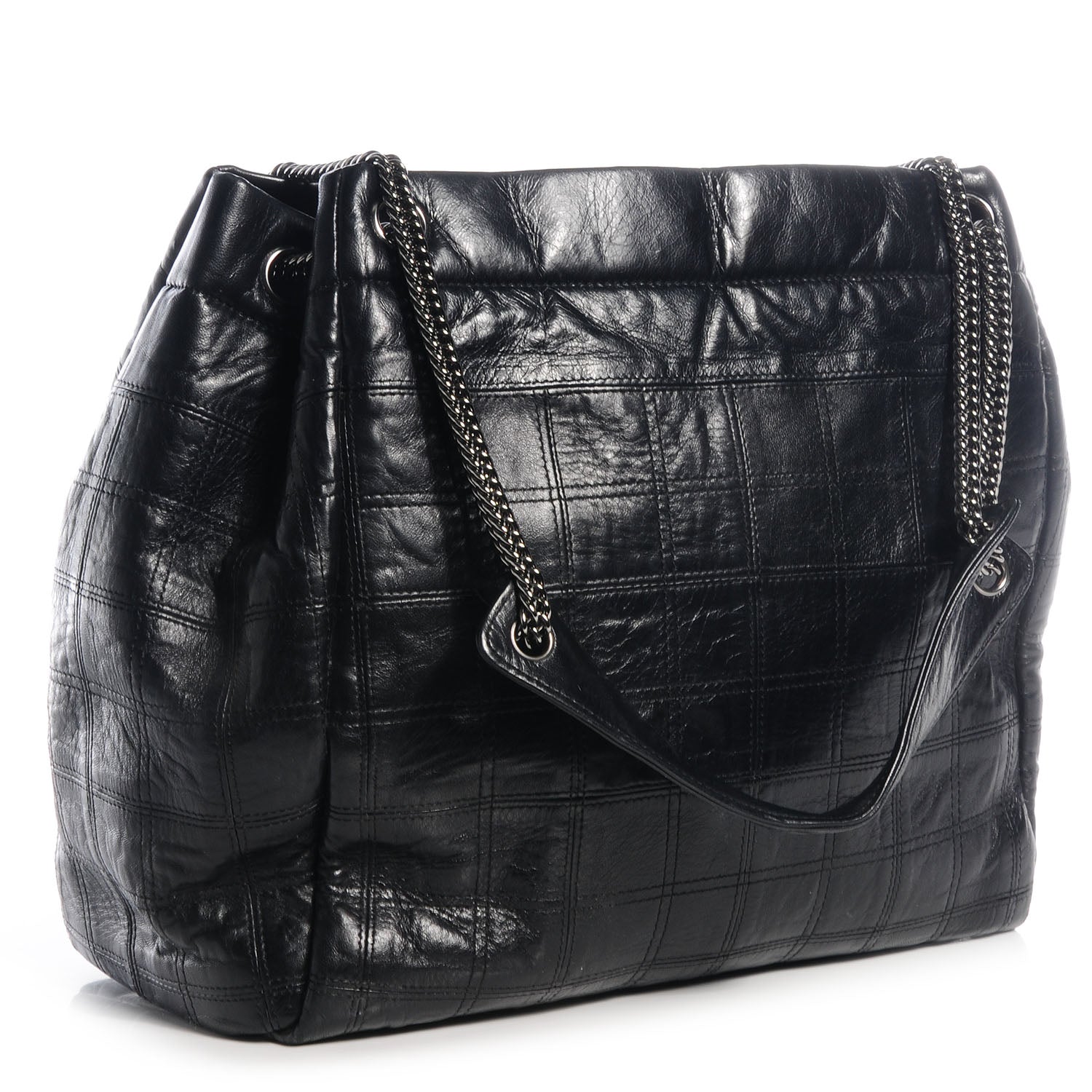 Chanel Lambskin Square Stitched LAX Accordian Hobo Large Black 3 of 7