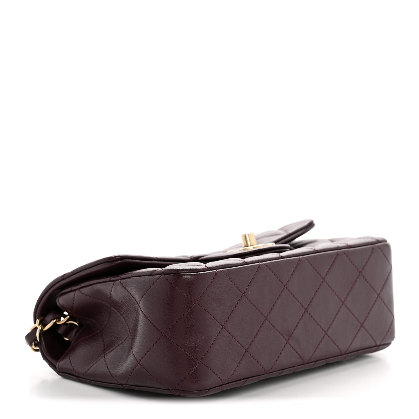Lambskin Quilted Mini Rectangular Flap Dark Purple
