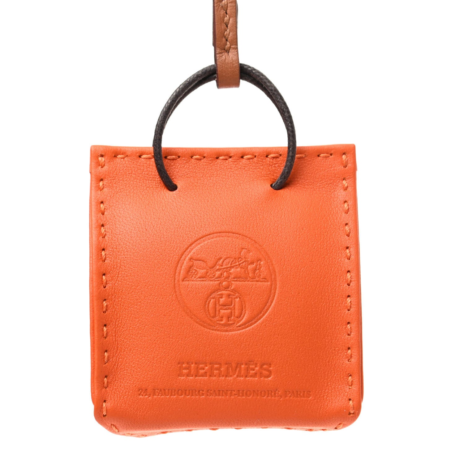 Hermes Milo Lambskin Swift Shopping Bag Charm Feu Gold 3 of 4