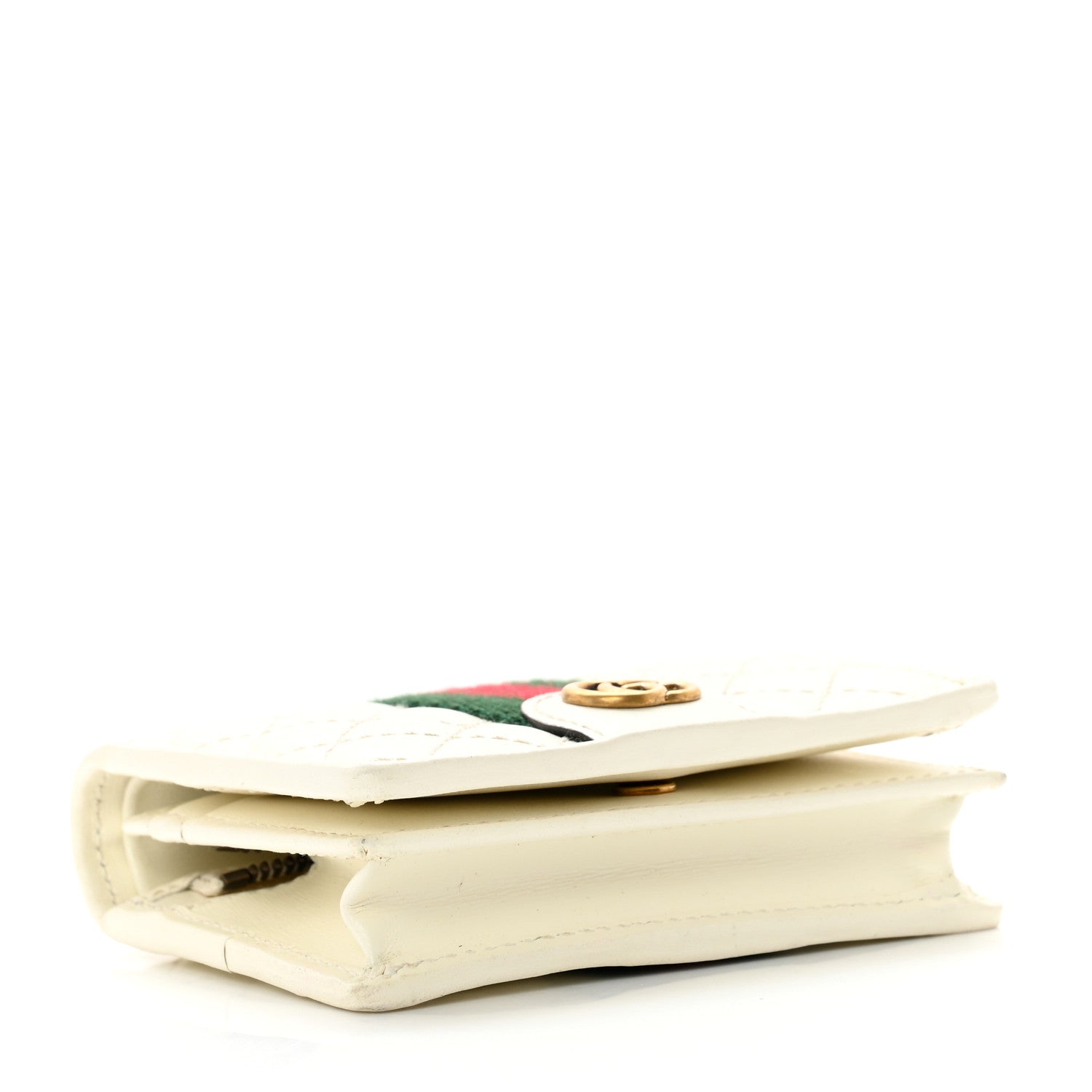 Gucci Calfskin Web Trapuntata GG Card Case Wallet Off White 4 of 8