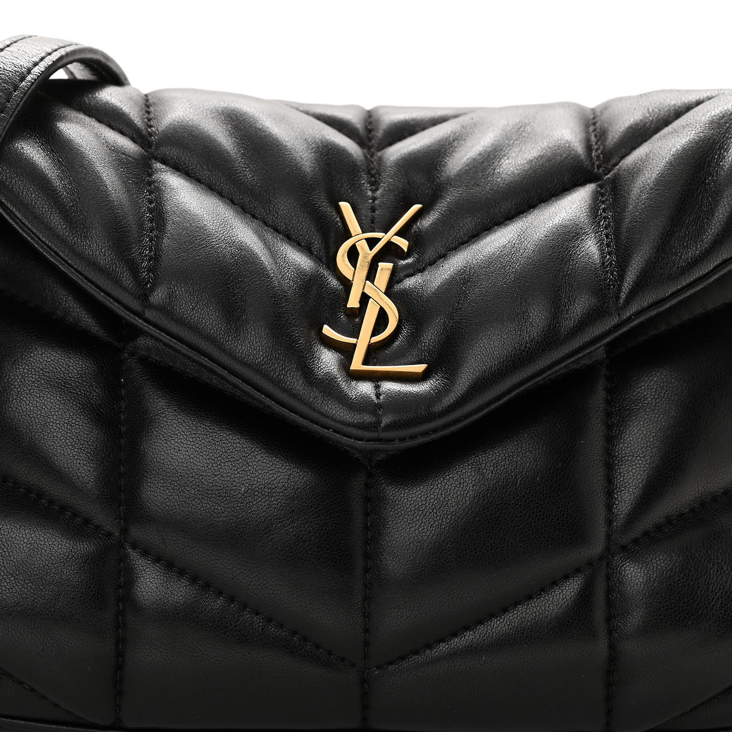 Lambskin Quilted Toy Loulou Puffer Monogram Chain Satchel Black