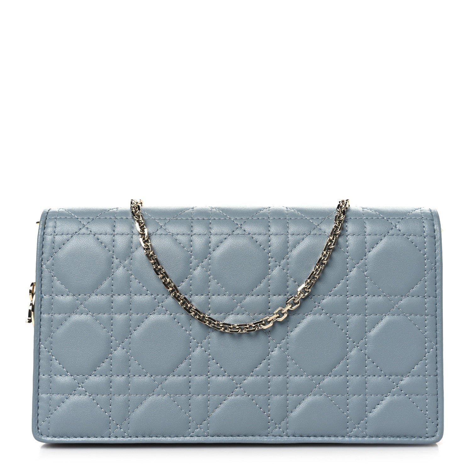 Christian Dior Lambskin Cannage Lady Dior Chain Wallet Cloud Blue 1 of 11