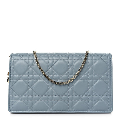Christian Dior Lambskin Cannage Lady Dior Chain Wallet Cloud Blue 1 of 11