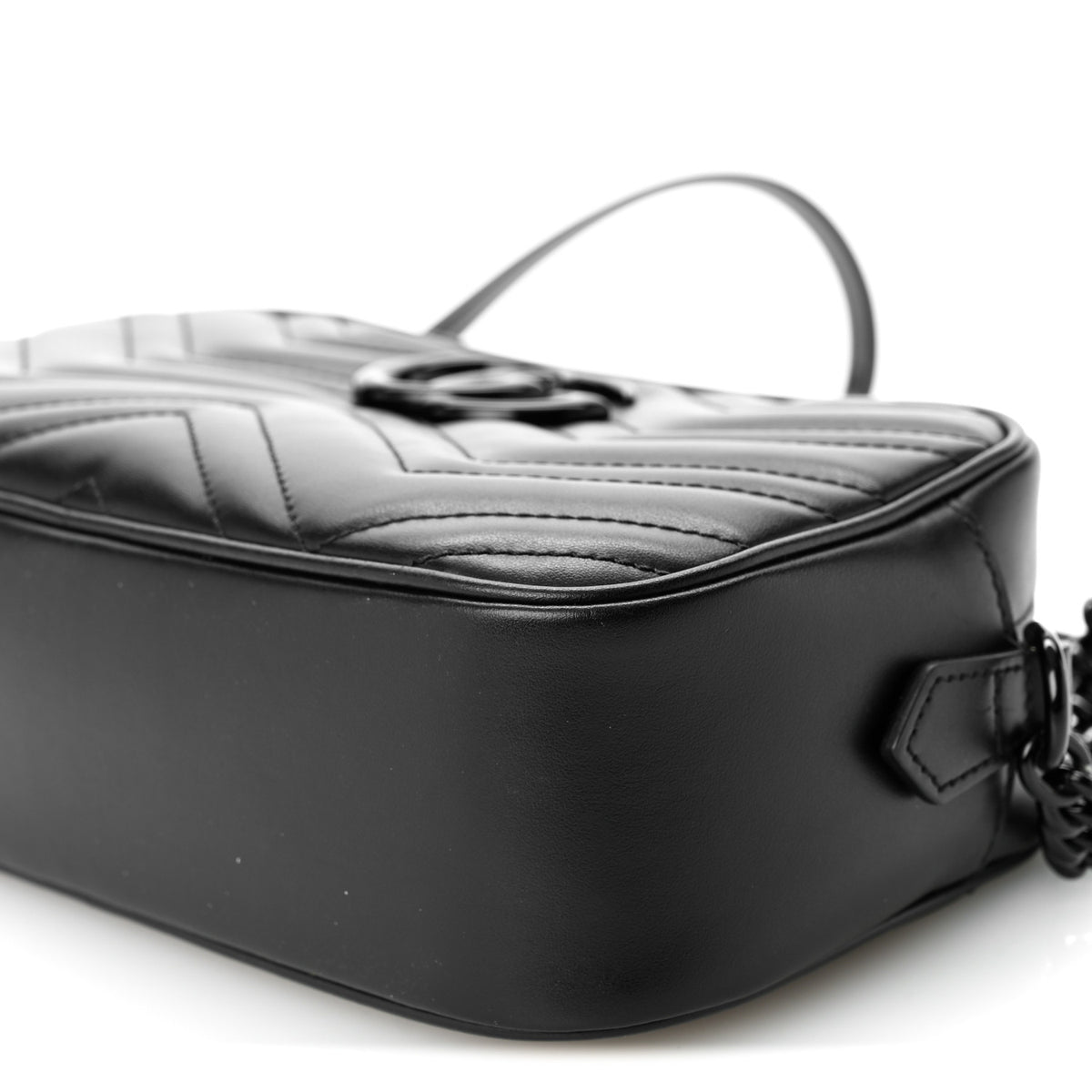 Calfskin Matelasse Monochrome Small GG Marmont Chain Shoulder Bag Black