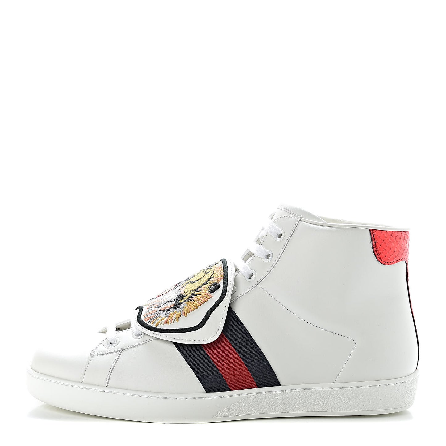 Calfskin Ayers Web Tiger Removable Patches Ace Mens High Top Sneakers 9 White
