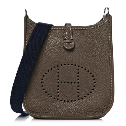 Hermes Taurillon Clemence Amazone Evelyne TPM Etoupe Bleu Indigo 1 of 14