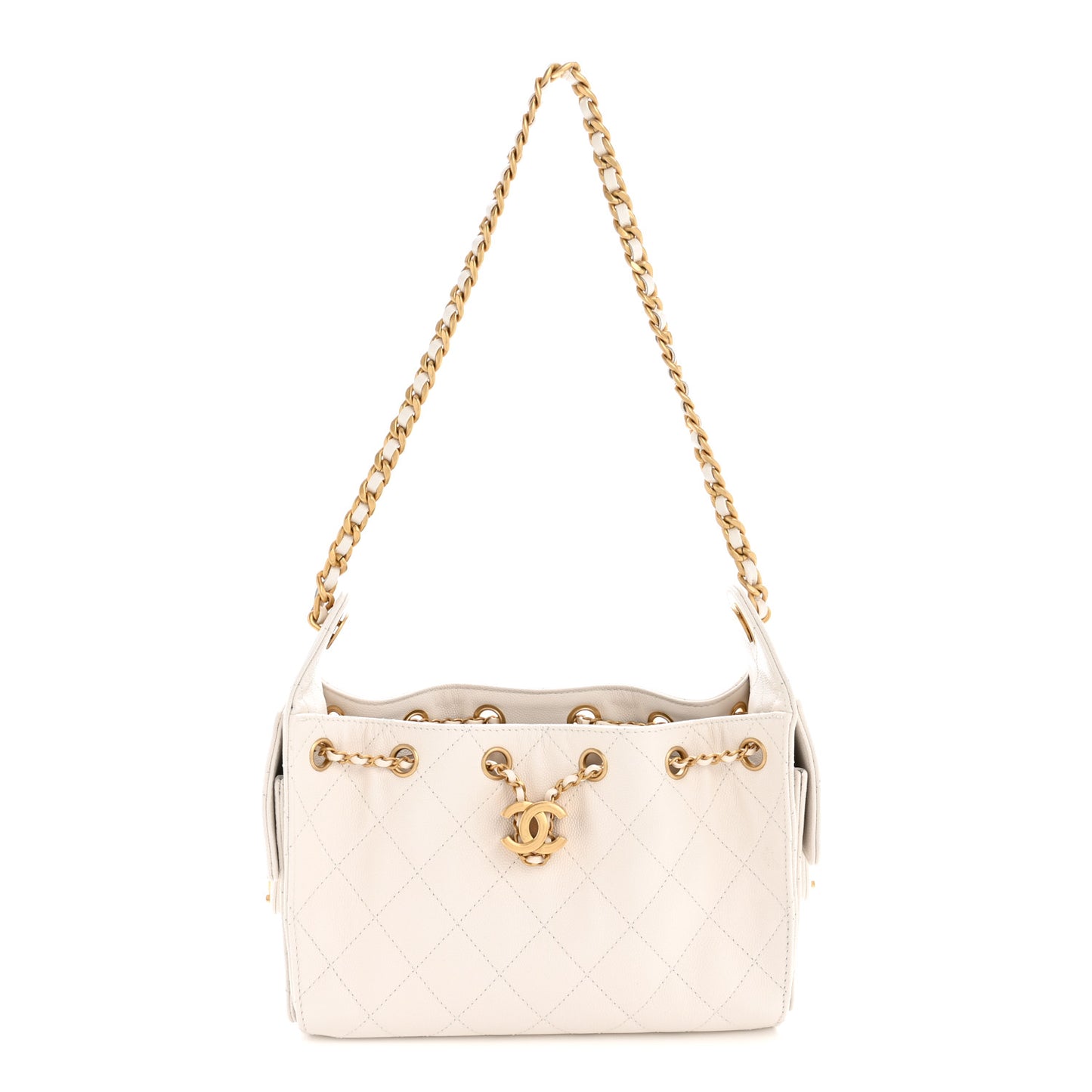Caviar Quilted Mini Chanel 25 Handbag White