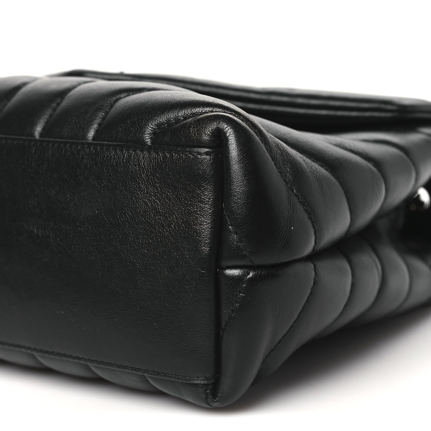 Calfskin Y Quilted Monogram Monochrome Small Loulou Chain Satchel Black