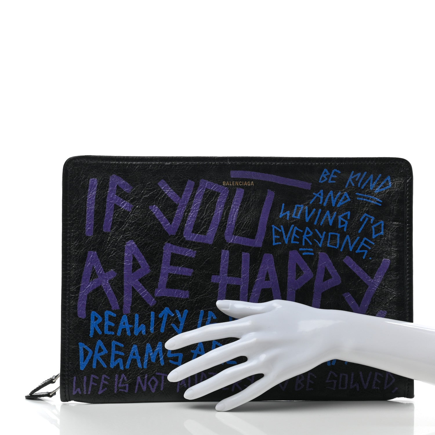 Balenciaga Agneau Arena Graffiti All Over Bazar Pouch Black Bleu Violet 2 of 6