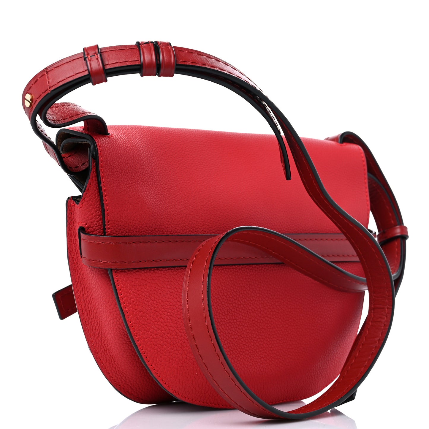 Grained Calfskin Small Gate Crossbody Bag Scarlet Burnt Red