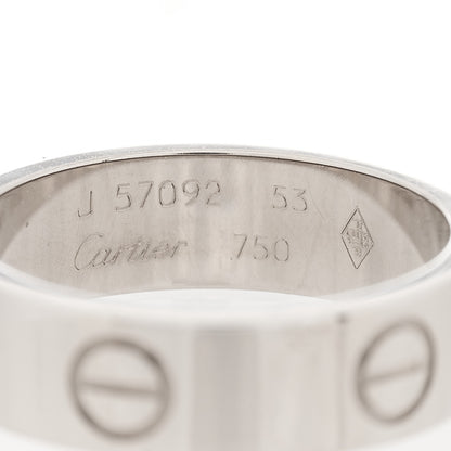 Cartier 18K White Gold 5.5mm LOVE Ring 53 6.25 9 of 10