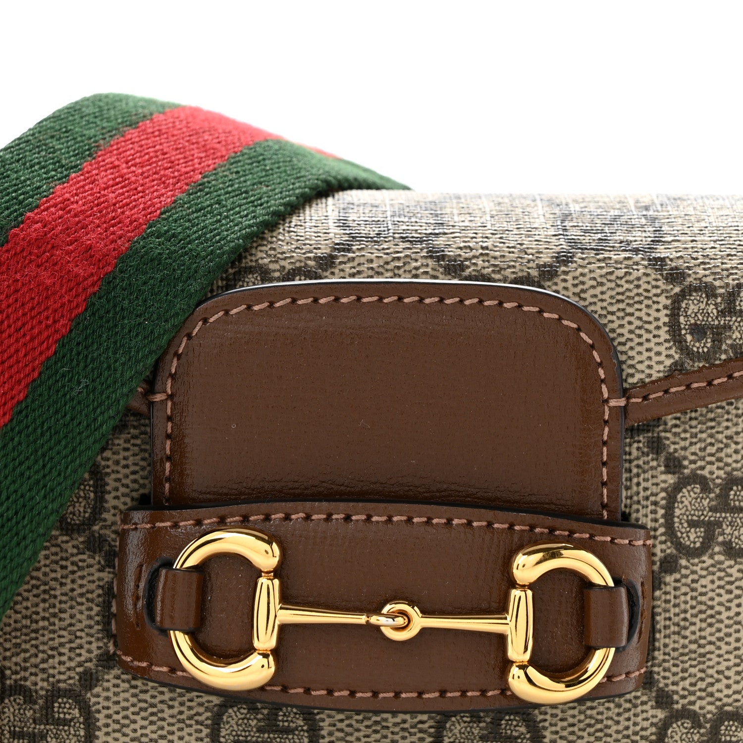 Gucci GG Supreme Monogram Azalea Calfskin Web Horsebit 1955 Wallet On Strap Beige Ebony Brown Sugar 8 of 12