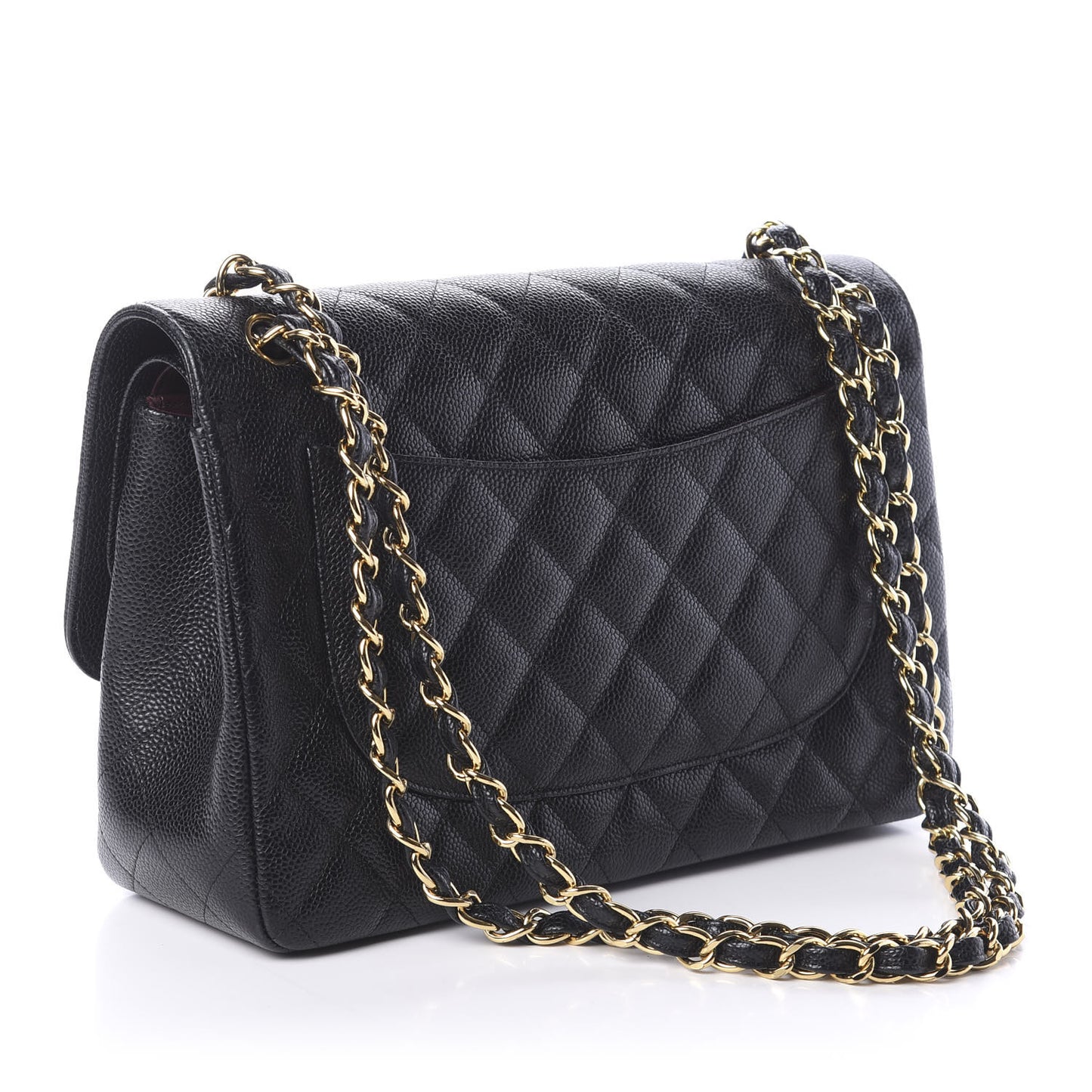 Caviar Quilted Jumbo Double Flap Black