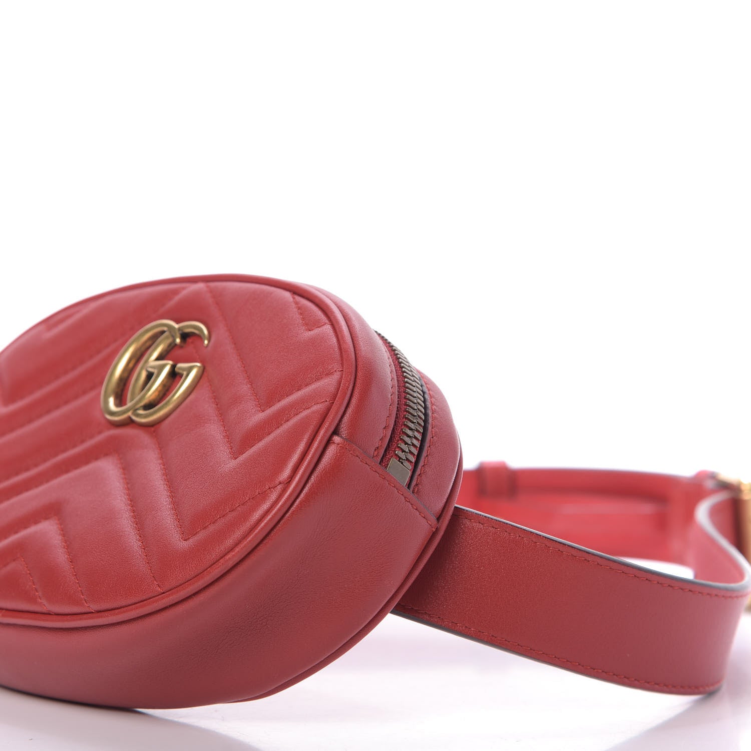 Gucci Calfskin Matelasse GG Marmont Belt Bag 85 34 Hibiscus Red 7 of 10