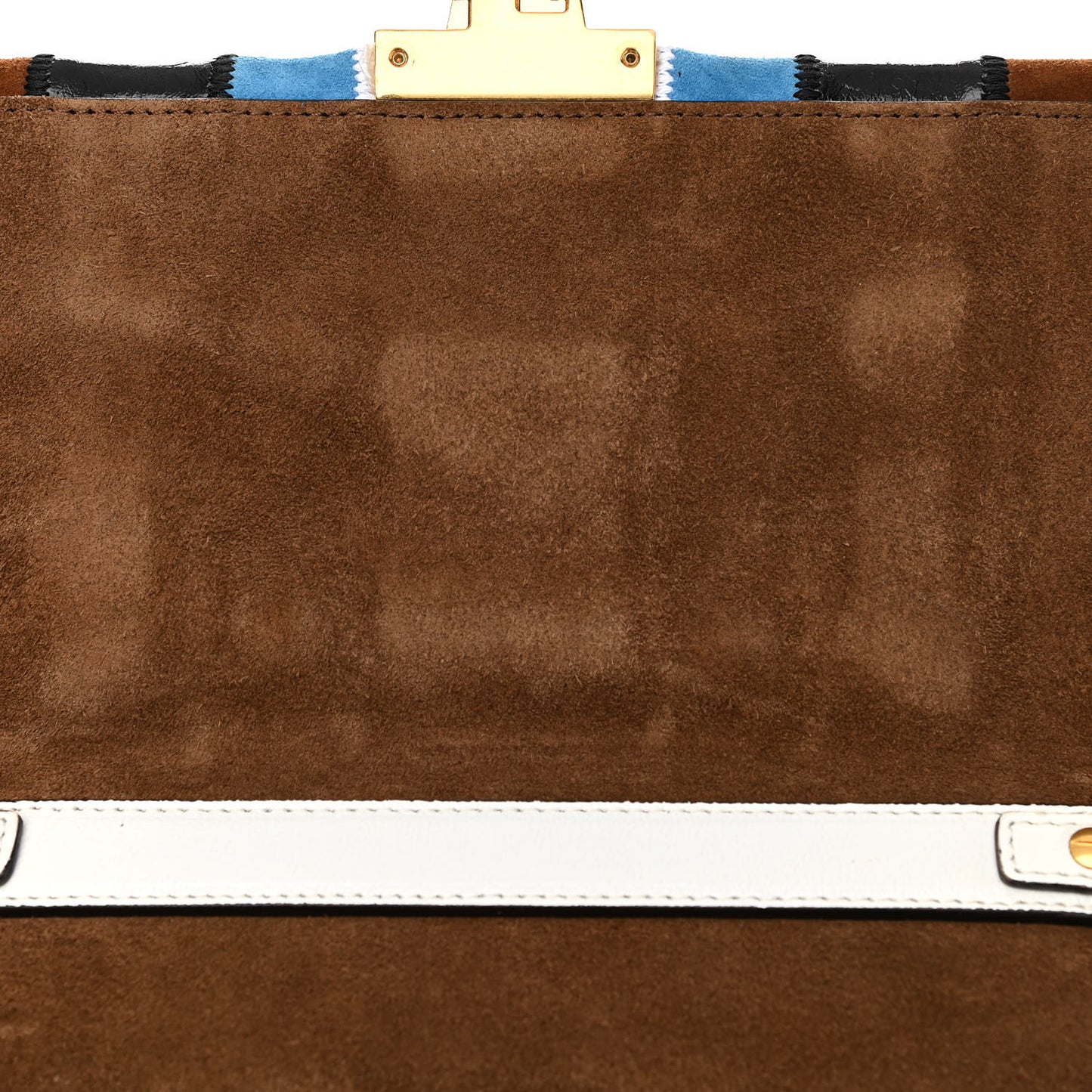 Agnello Old Shine Chamois F is Fendi Embossed Kan U Shoulder Bag White Nebula Multicolor