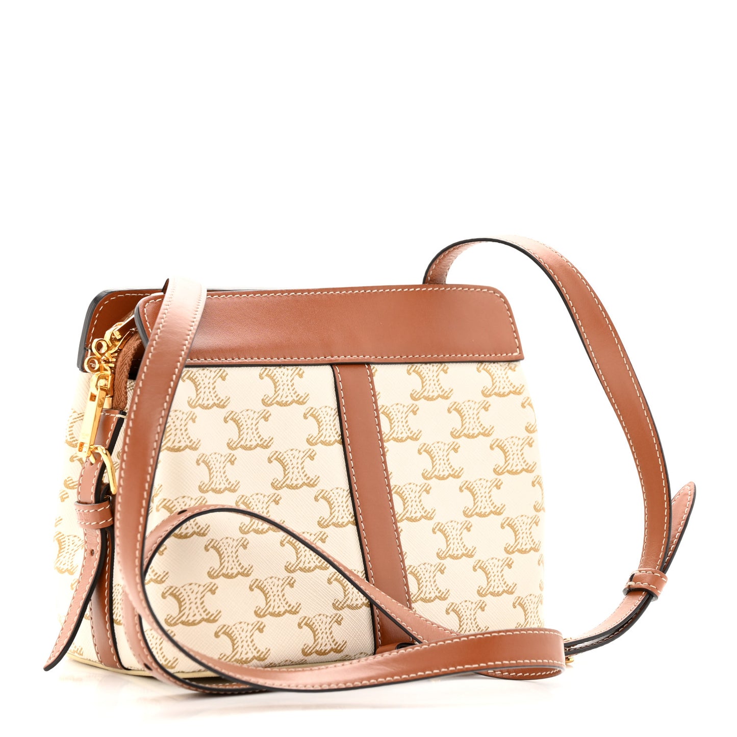 Calfskin Canvas Triomphe Teen Cabas De France White