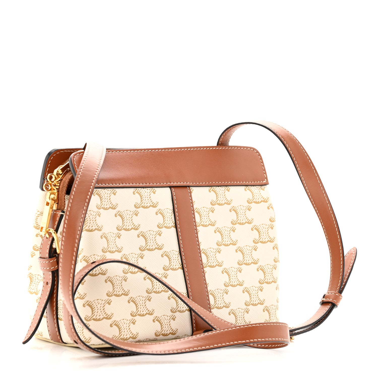 Celine Calfskin Canvas Triomphe Teen Cabas De France White 3 of 19