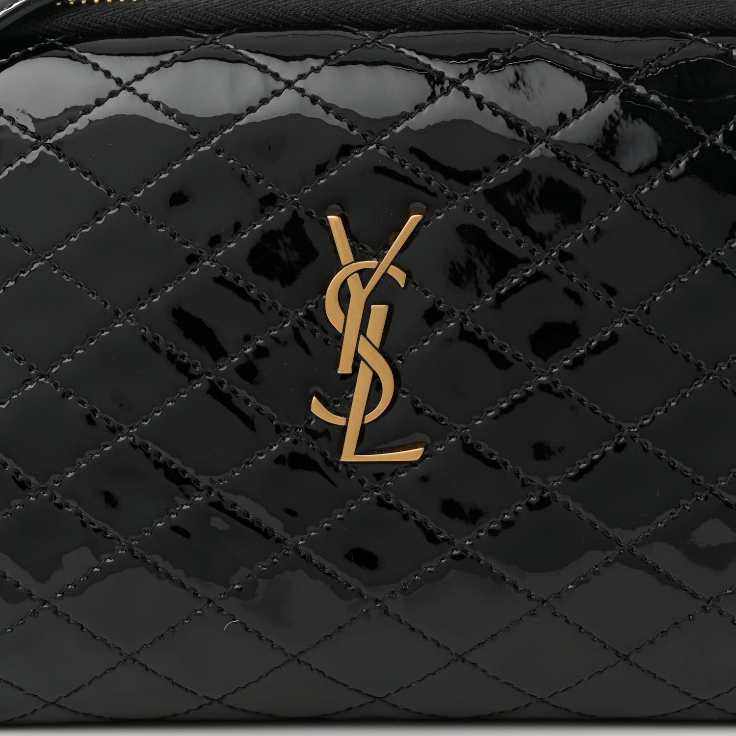 Saint Laurent Patent Quilted Gaby Zipped Pouch Black 8 of 12