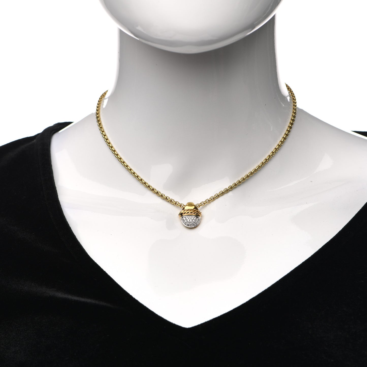 18K Yellow Gold Diamond Acorn Necklace