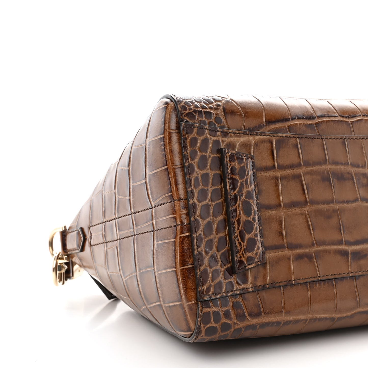 Calfskin Crocodile Embossed Small Antigona Brown