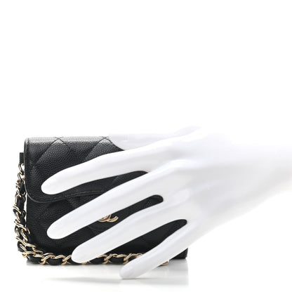 Chanel Caviar Quilted Flap Card Holder Chain Wristlet Black 2 of 12