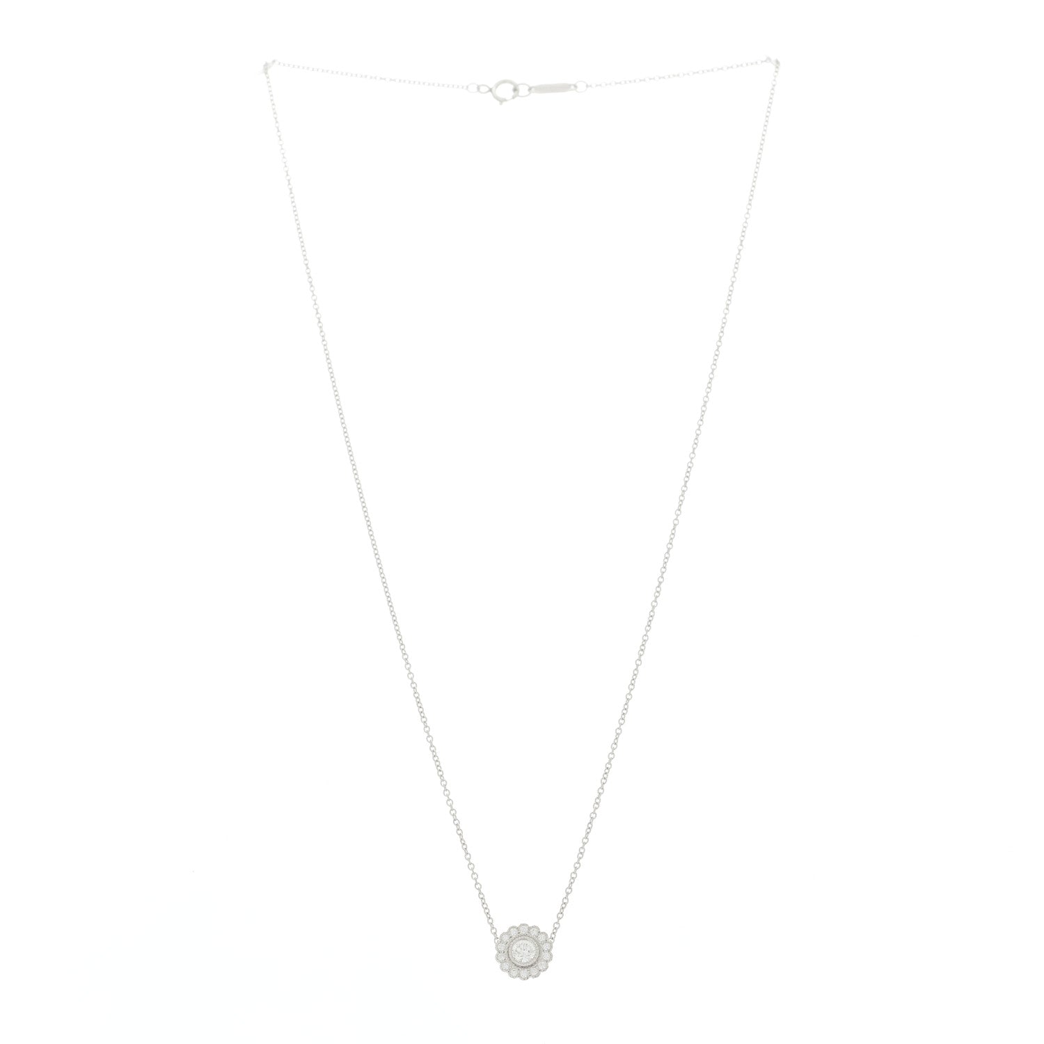 Tiffany Platinum Diamond Enchant Flower Pendant Necklace 2 of 6
