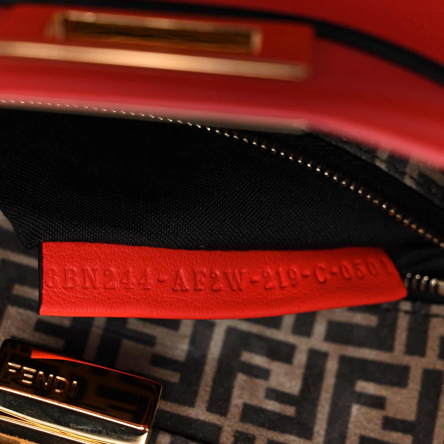 Fendi Vitello Seta Suede FF Mini Peekaboo Iconic Satchel Tulipano Miele Moro 6 of 9