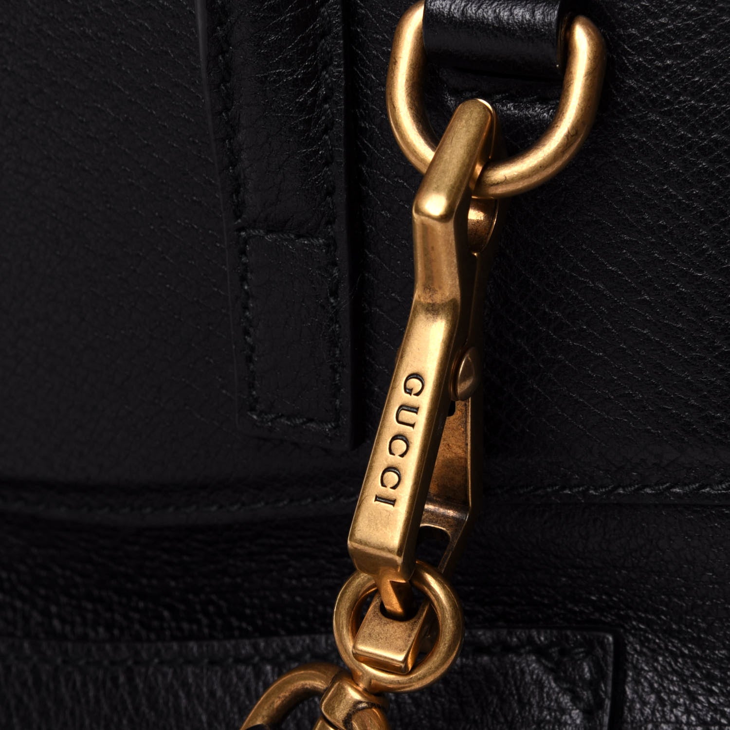 Gucci Grained Calfskin Web Crystal Butterfly Stripe Medium Totem Top Handle Bag Black 12 of 12