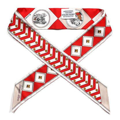 Hermes Silk Colliers Et Chiens Twilly Rouge White Mastic 1 of 4