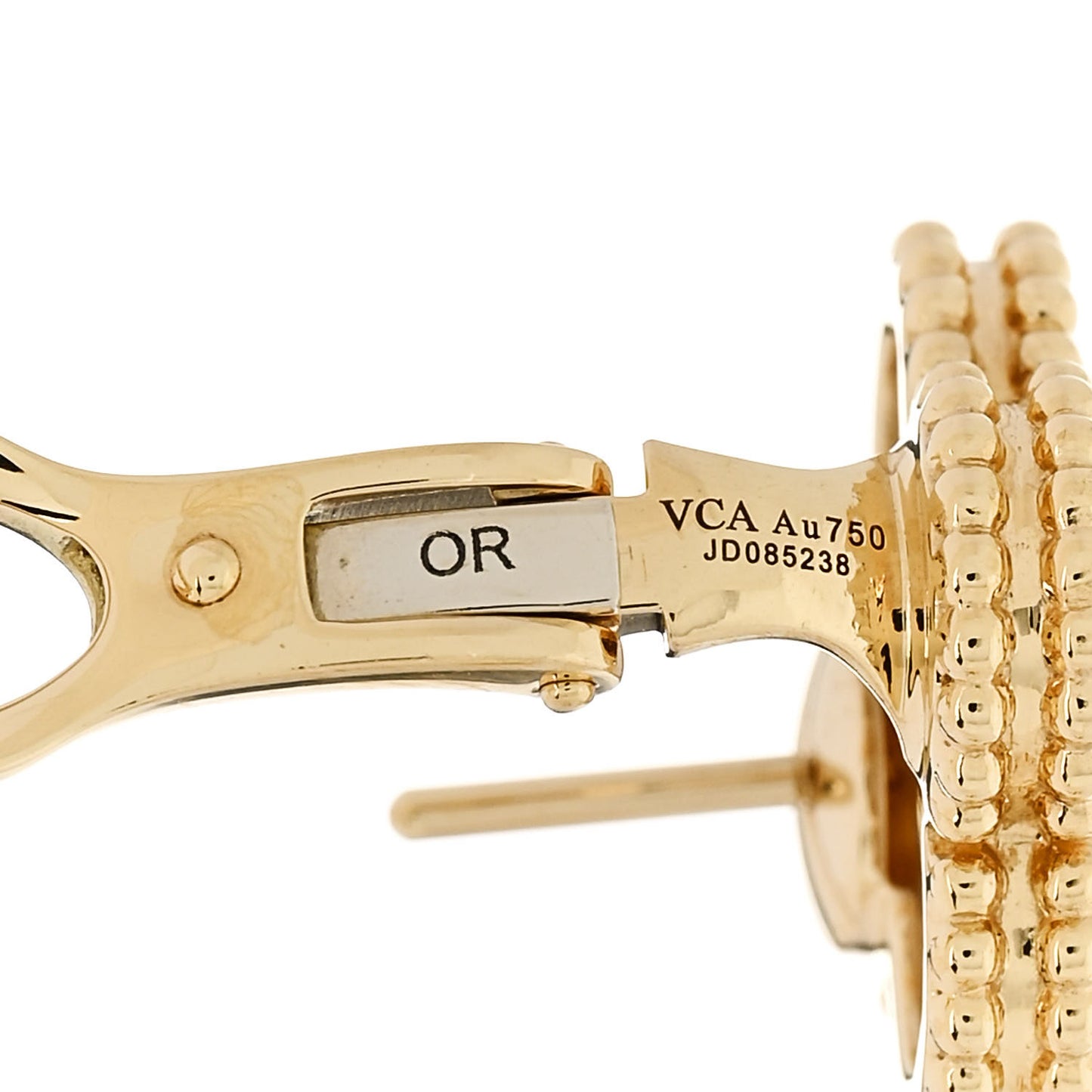18K Yellow Gold Mother of Pearl Vintage Alhambra Earrings