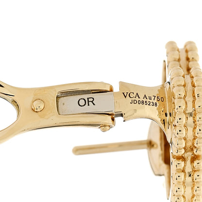 Van Cleef & Arpels 18K Yellow Gold Mother of Pearl Vintage Alhambra Earrings 4 of 5