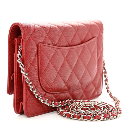Chanel Caviar Quilted Wallet on Chain WOC Red 3 of 11