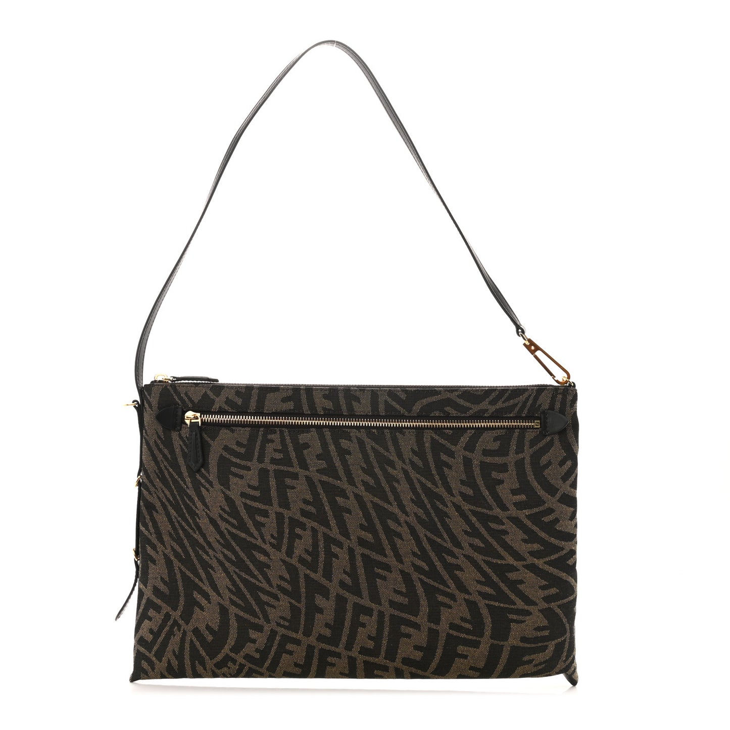 X SARAH COLEMAN Fabric Jacquard FF Vertigo Pochette Tobacco Moro Black