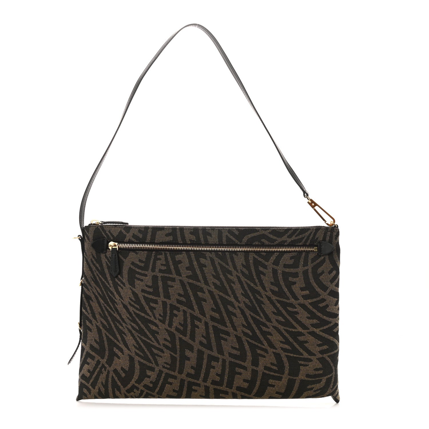 Fendi X SARAH COLEMAN Fabric Jacquard FF Vertigo Pochette Tobacco Moro Black 1 of 6