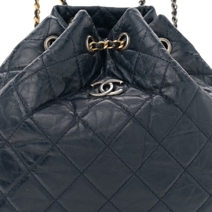 Chanel Aged Calfskin Quilted Gabrielle Backpack Navy Black 8 of 13