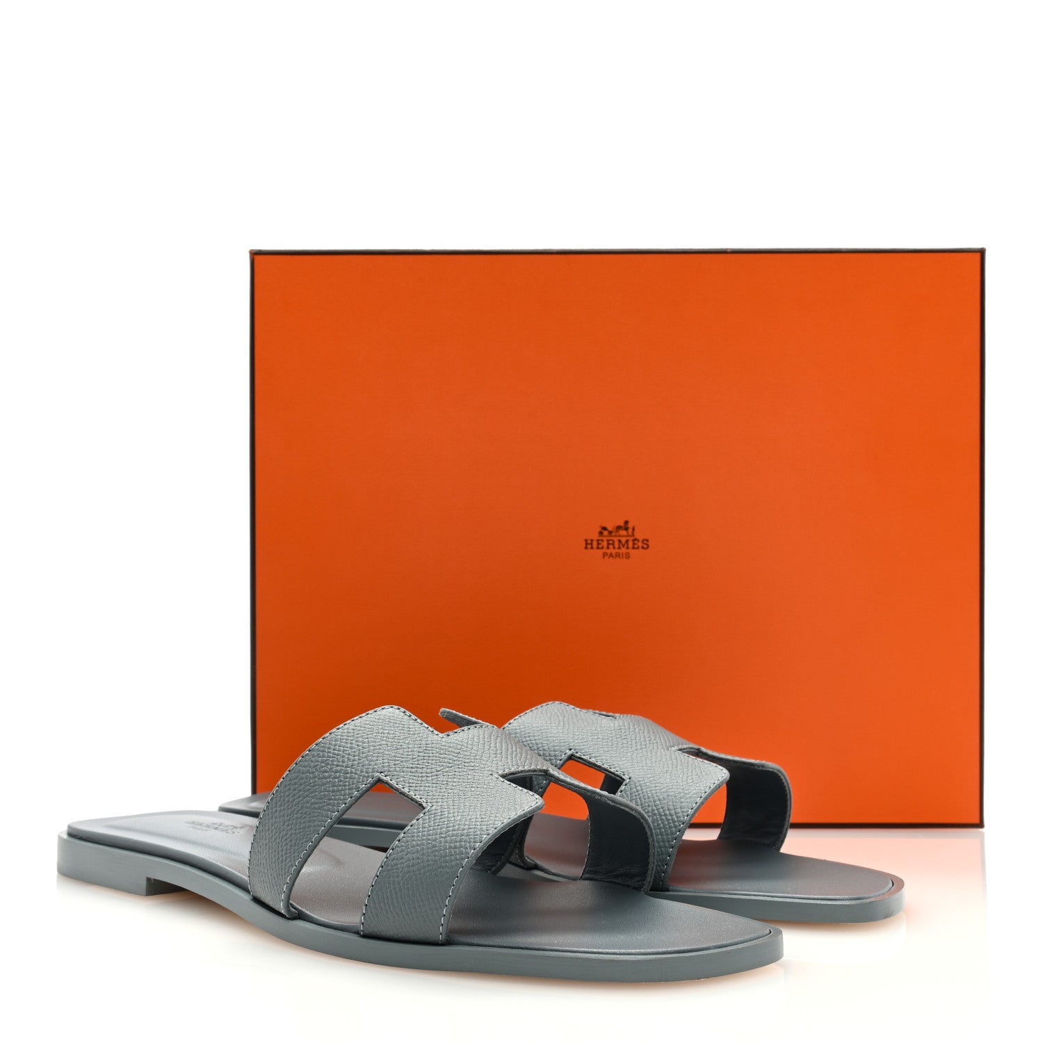 Hermes Epsom Oran Sandals 40 Gris Antarctique 9 of 9