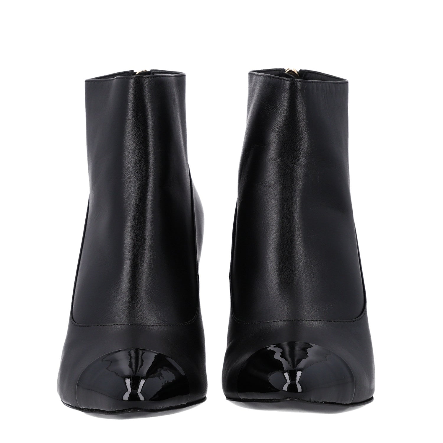 Chanel Lambskin Patent Calfskin Pearl Cap Toe Short Boots 36 Black 3 of 11