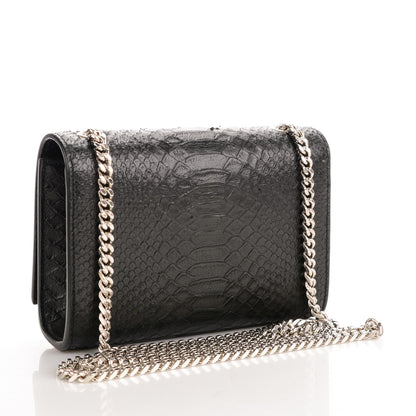 Saint Laurent Python Calfskin Embossed Small Classic Monogram Tassel Satchel Black 3 of 6