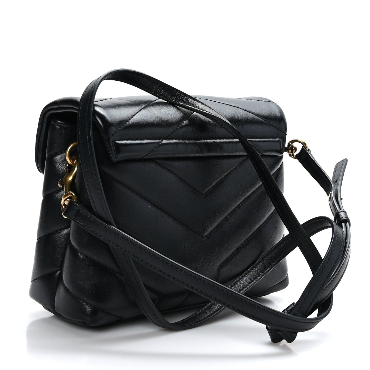 Calfskin Y Quilted Monogram Toy Loulou Crossbody Bag Black