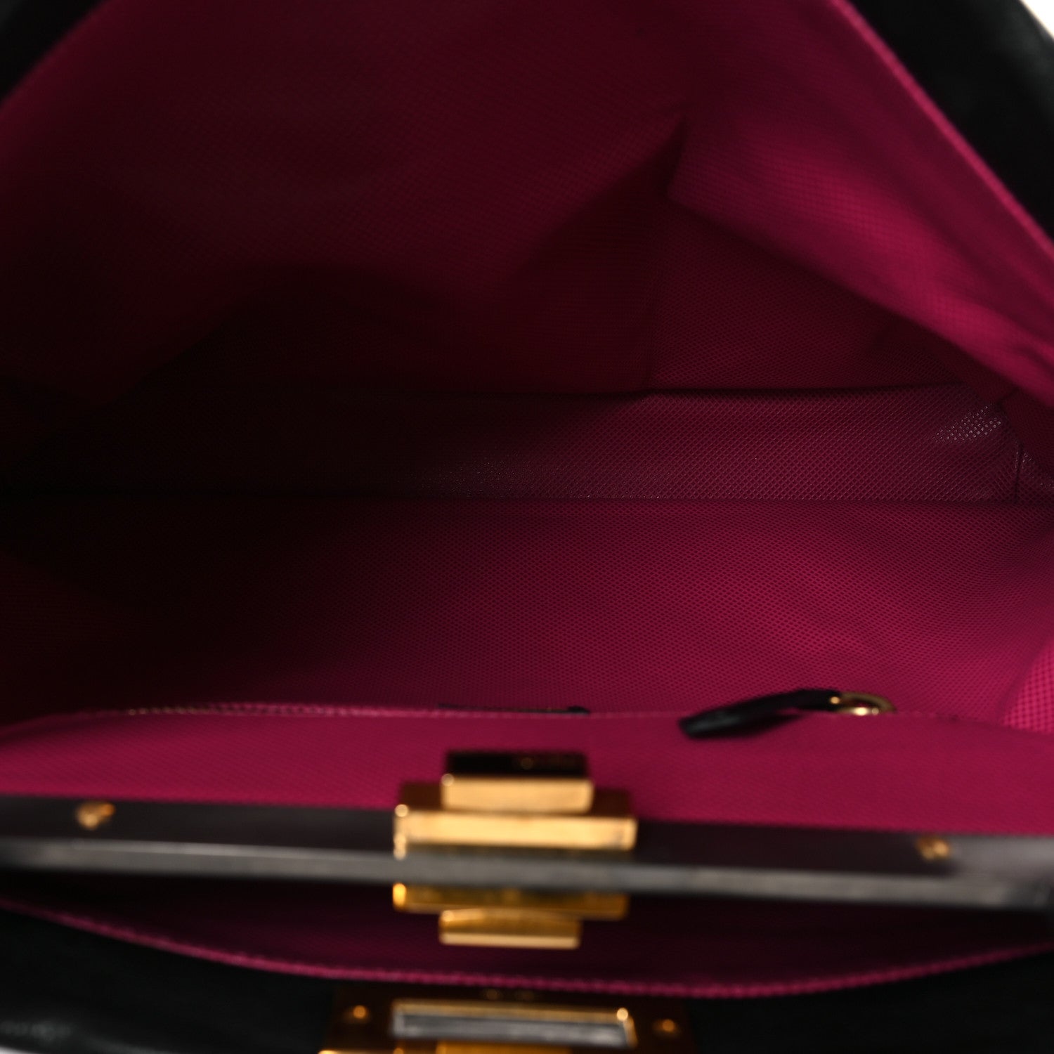 Fendi Goatskin Large Peekaboo Iconic Satchel Black Lampone 5 of 10