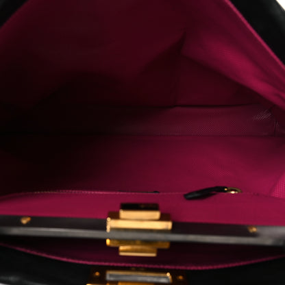 Fendi Goatskin Large Peekaboo Iconic Satchel Black Lampone 5 of 10