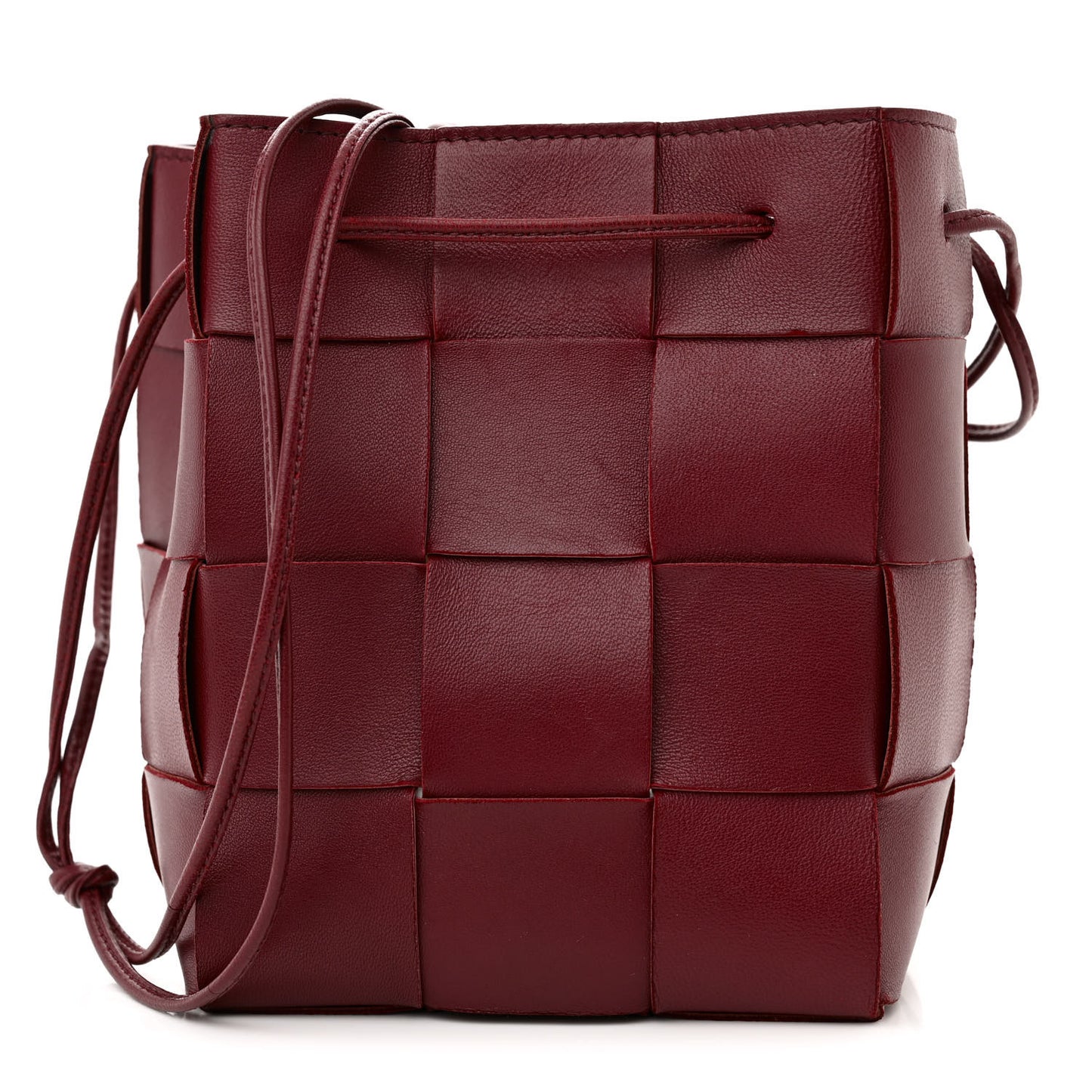 Nappa Maxi Intrecciato Small Cassette Bucket Bag Bordeaux