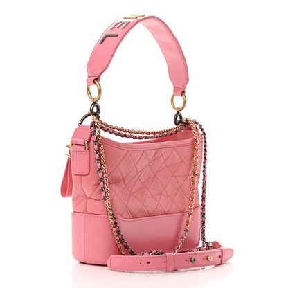 Chanel Aged Calfskin Quilted Medium Gabrielle Logo Hobo Rose 3 of 14