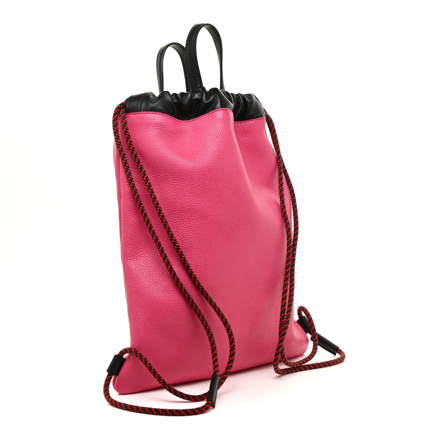 Grained Calfskin Logo Drawstring Backpack Box Pink Green Black