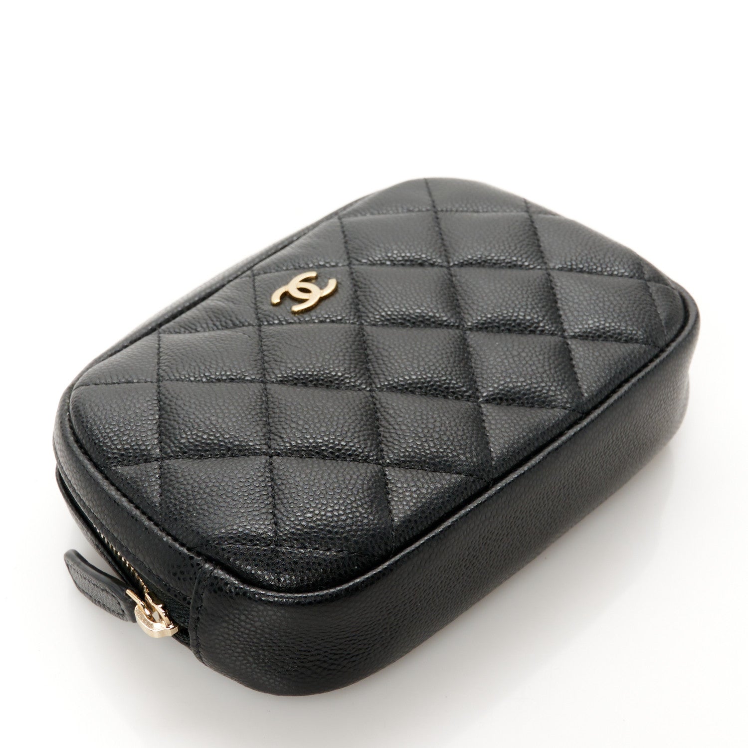 Chanel Caviar Quilted Small Curvy Pouch Cosmetic Case Black 8 of 16