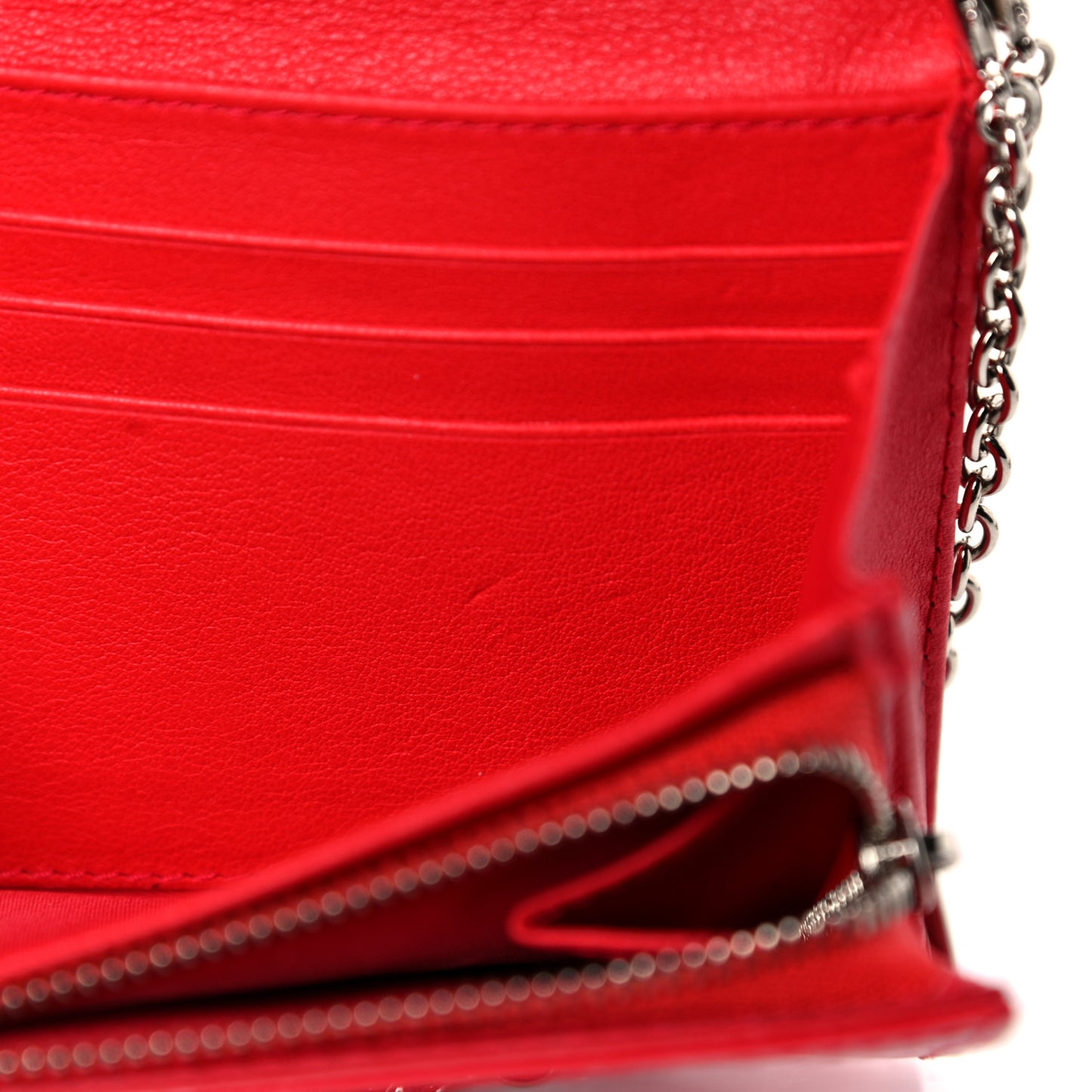 Patent Cannage Lady Dior Rendezvous Wallet On Chain Red